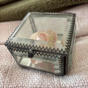 Vintage Glass & Metal Keepsake Box
